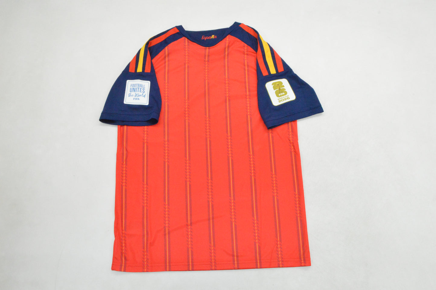 Camiseta España dos estrellas + parches Final Mundial 2026 (tallas S-4XL)