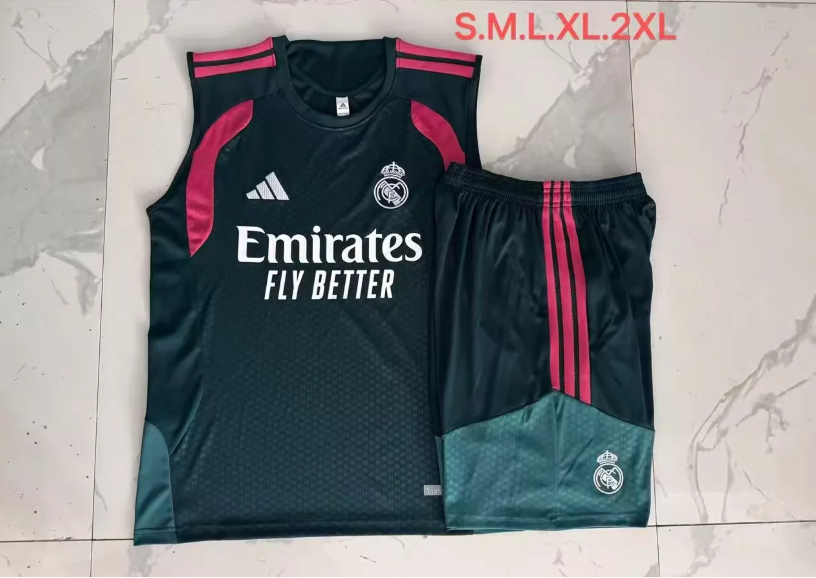 Conjunto de entrenamiento sin mangas Real Madrid 26/27 (tallas S-XXL) verde oscuro