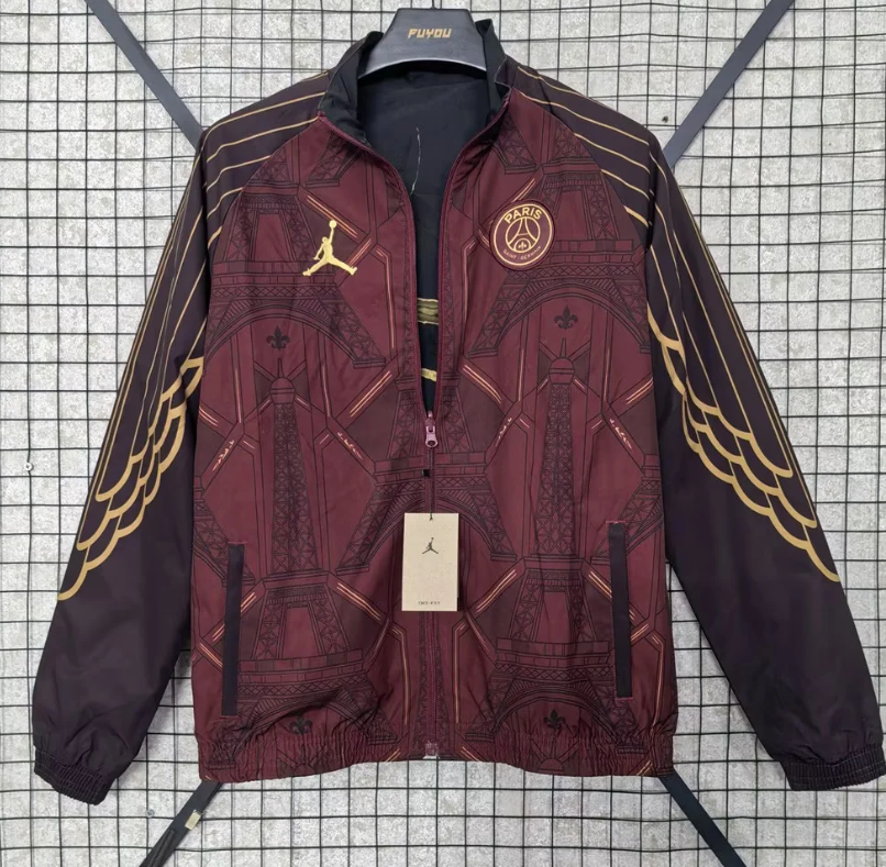 Chaqueta cortavientos reversibles Paris PSG 25/26 rojo negro (tallas S-XXL)