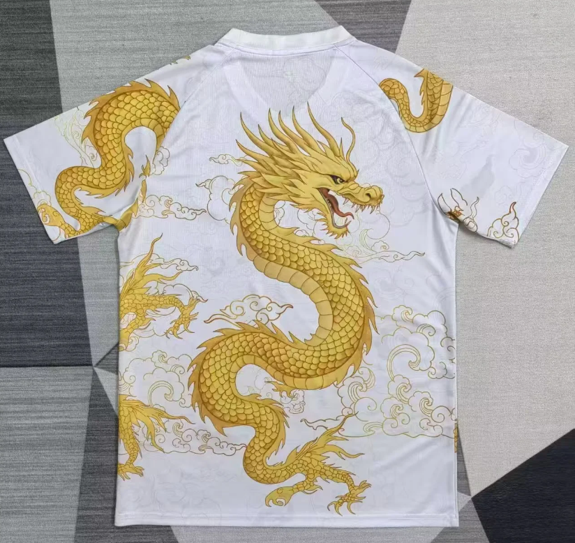Camiseta Oporto blanco con dragón dorado versión especial (solo tallas S-4XL)