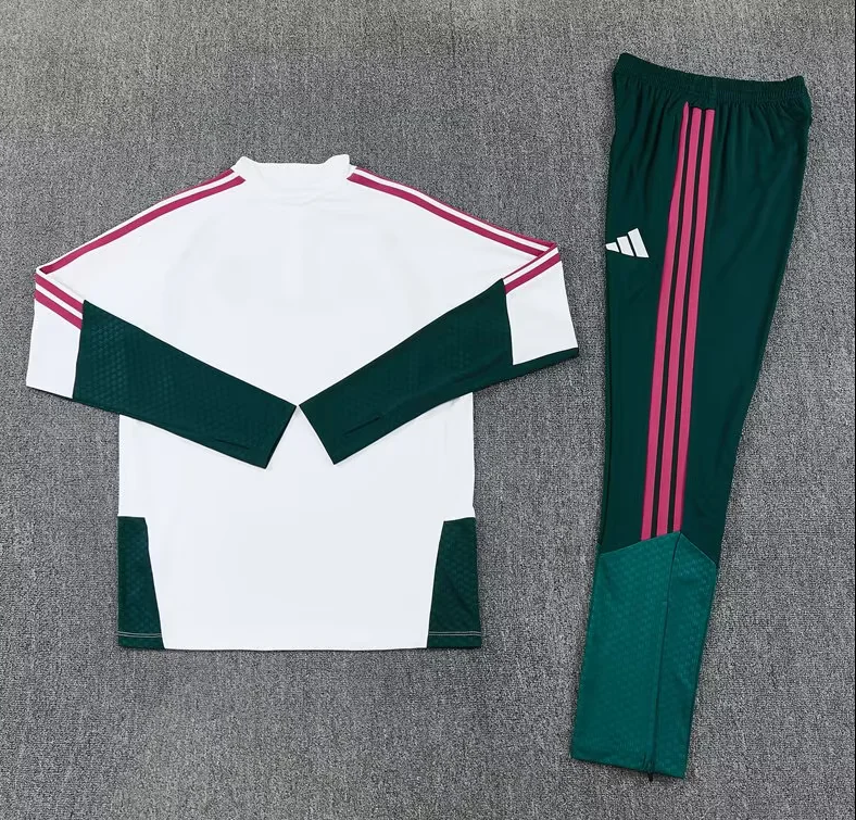 Chandal blanco con verde oscuro Real Madrid 26/27 (Tallas adultos y niños)