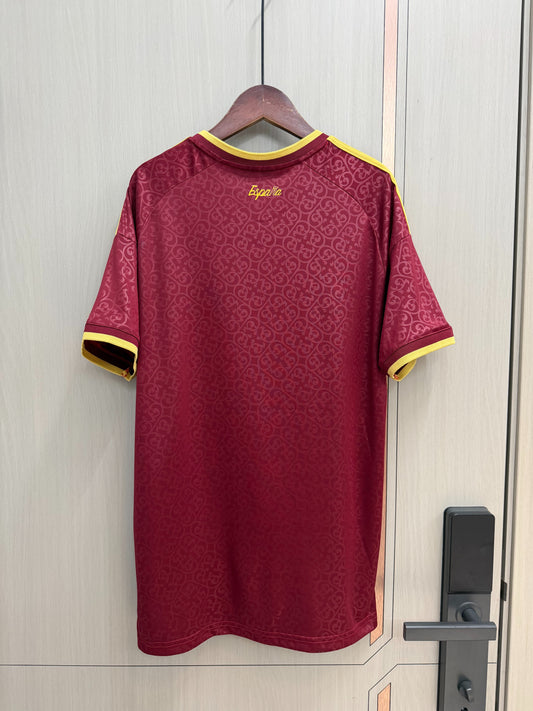 Camiseta España dos estrellas Mundial 2026 granate (solo versión fans) (tallas S-4XL)