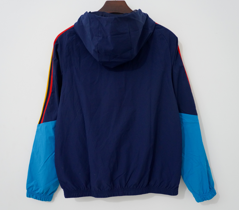 Chaqueta cortavientos España 2026 azul oscuro con capuchas (tallas S-3XL)