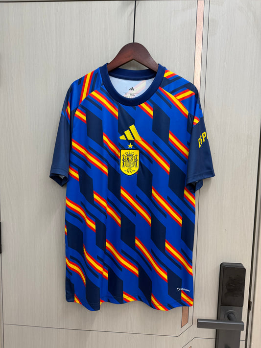Camiseta España 2026 azul con rojo amarillo prepartido (solo tallas S-4XL)