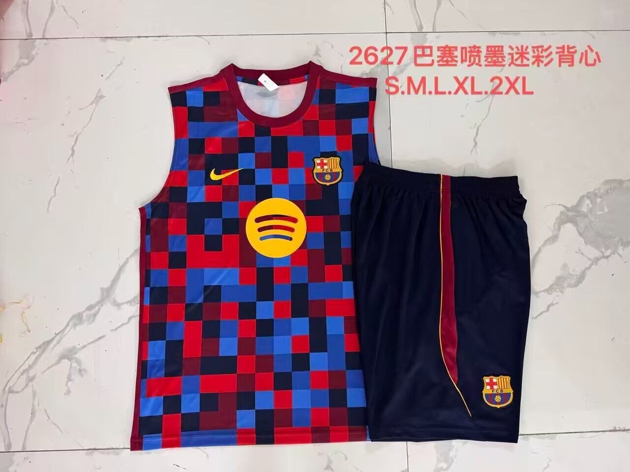 Conjunto de entrenamiento sin mangas Barcelona 26/27 azul y rojo (tallas S-XXL)