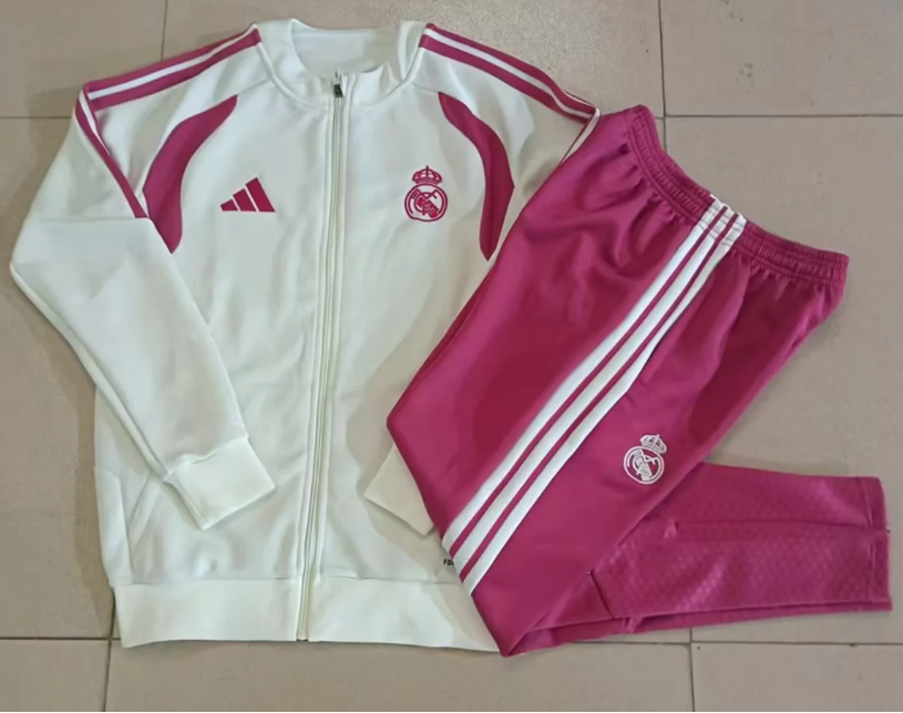 Chandal Real Madrid 26-27 blanco con rosa (tallas adultos y niños)