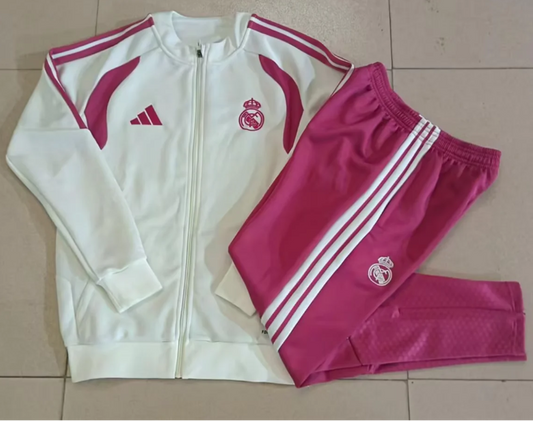 Chandal Real Madrid 26-27 blanco con rosa (tallas adultos y niños)