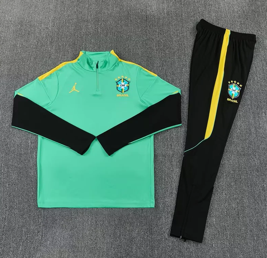 Chandal de entrenamiento verde Brasil 2026 (tallas adultos y niños)