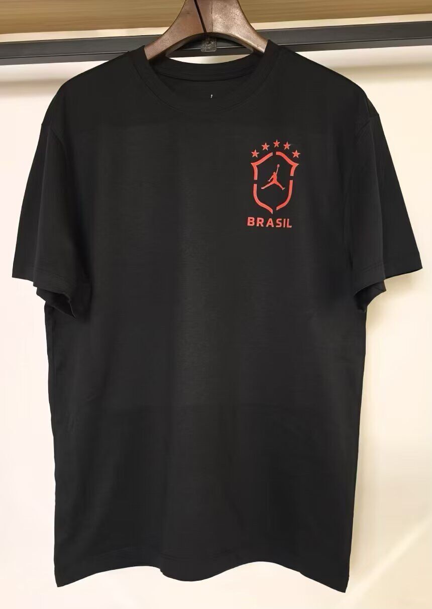 Camiseta Brasil 2026 de algodón negra (solo talllas S-XXL)