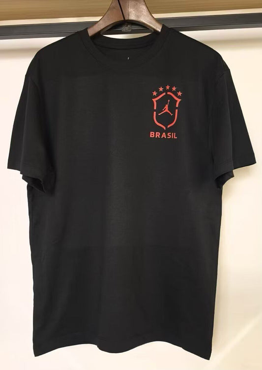 Camiseta Brasil 2026 de algodón negra (solo talllas S-XXL)