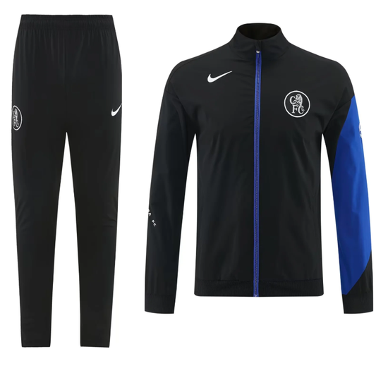 Chandal cortavientos Chelsea 25/26 negro con azul (solo tallas S-2XL)