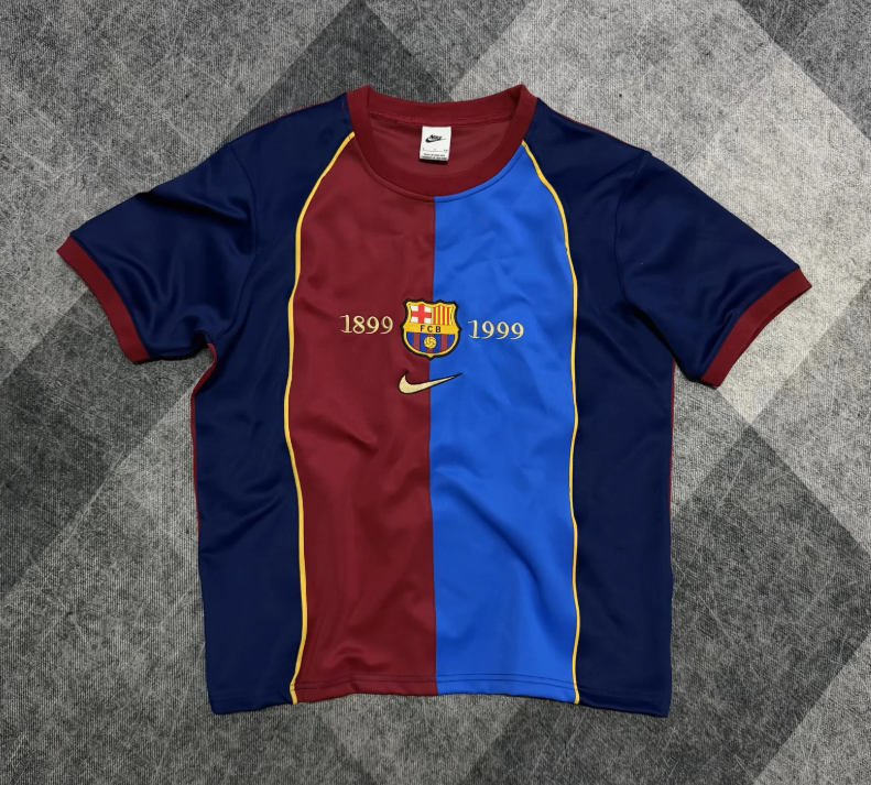 Sueter Barcelona 1999/2000 rojo azul de manga corta (tallas S-XXL)