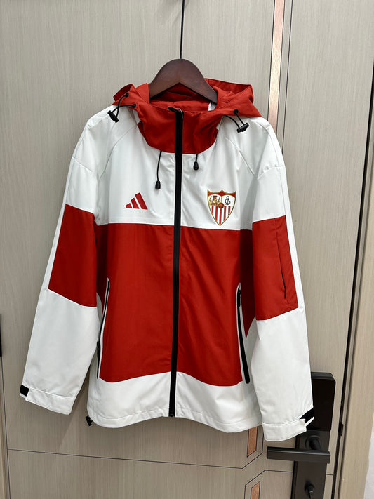 Cortavientos Sevilla blanco y rojo (solo tallas S-2XL)