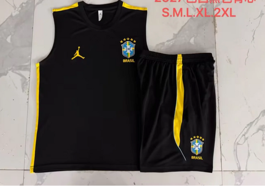 Conjunto sin mangas de entrenamiento Brasil negro 26 (tallas S-XXL)