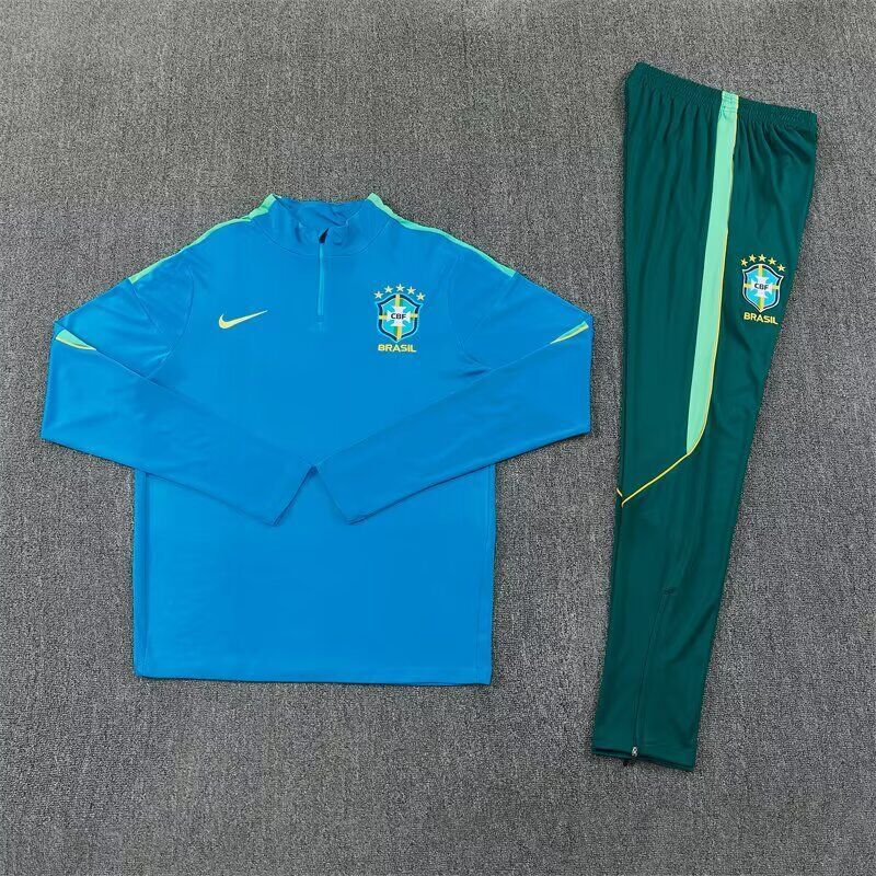 Chandal de entrenamiento Brasil 2026 azul con verde (tallas adultos y niños)