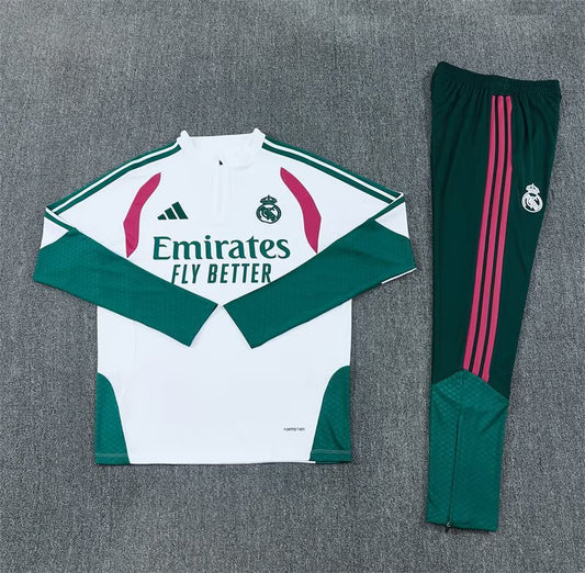 Chandal de entrenamiento Real Madrid 26-27 blanco con verde rosa (tallas adultos y niños)