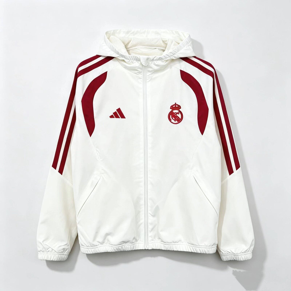 Chaqueta Cortavientos con capucha Real Madrid 26-27 blanco con rosa (tallas S-XXL)