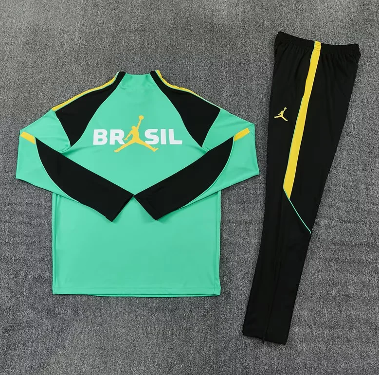 Chandal de entrenamiento verde Brasil 2026 (tallas adultos y niños)