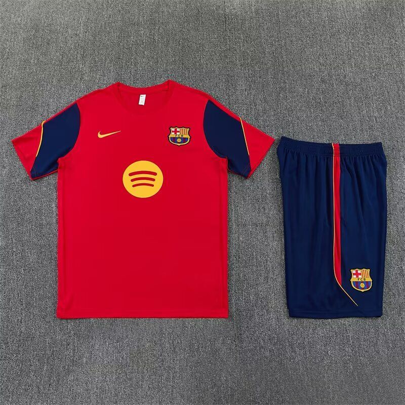Conjunto de entrenamiento Barcelona26-27 rojo con azul oscuro (tallas adultos y niños)