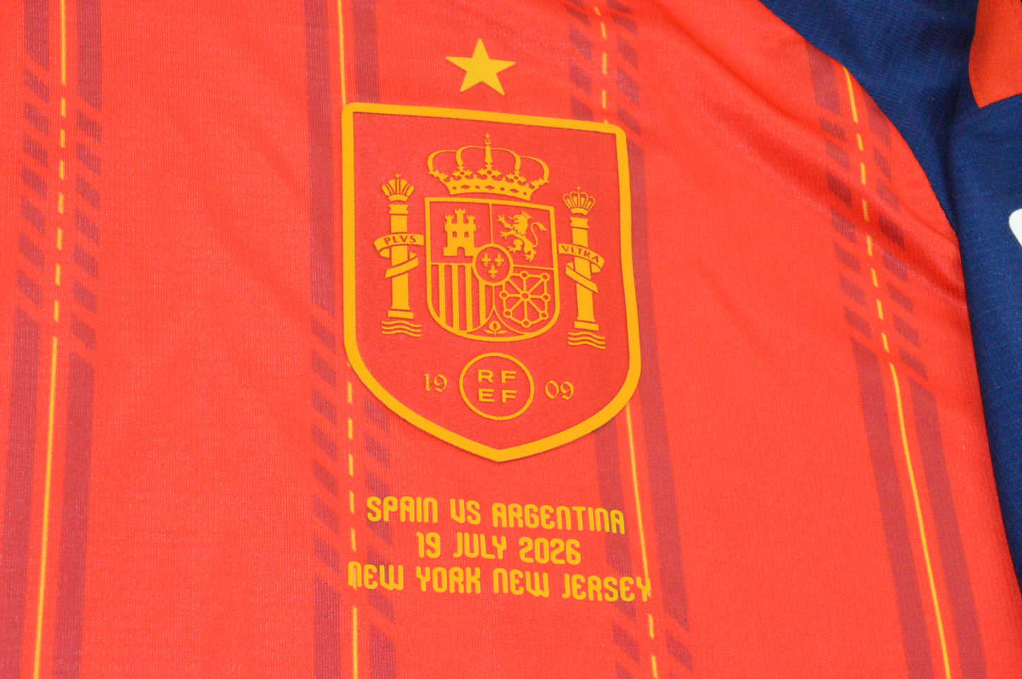 Camiseta España dos estrellas + parches Final Mundial 2026 (tallas S-4XL)