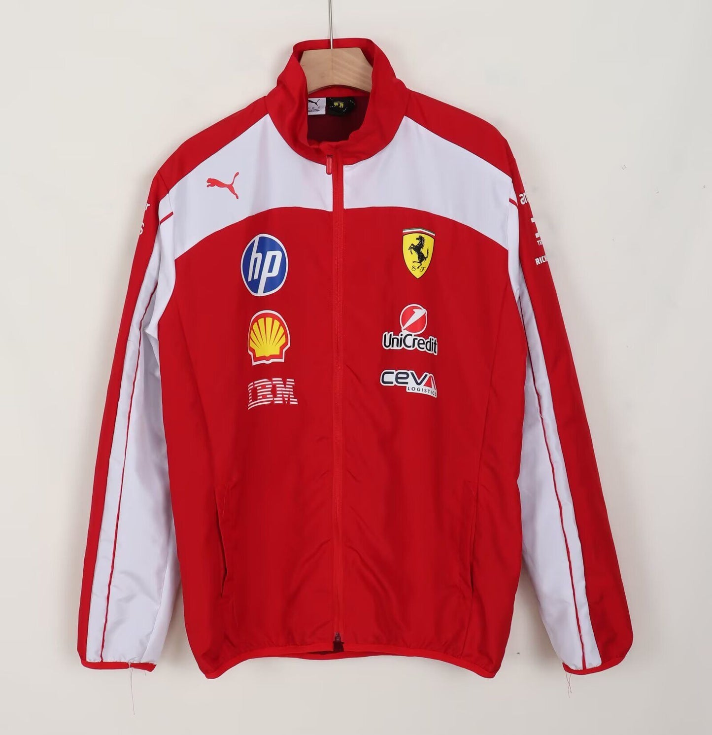 Chaqueta cortavientos Ferrari roja y blanca (tallas S-3XL)