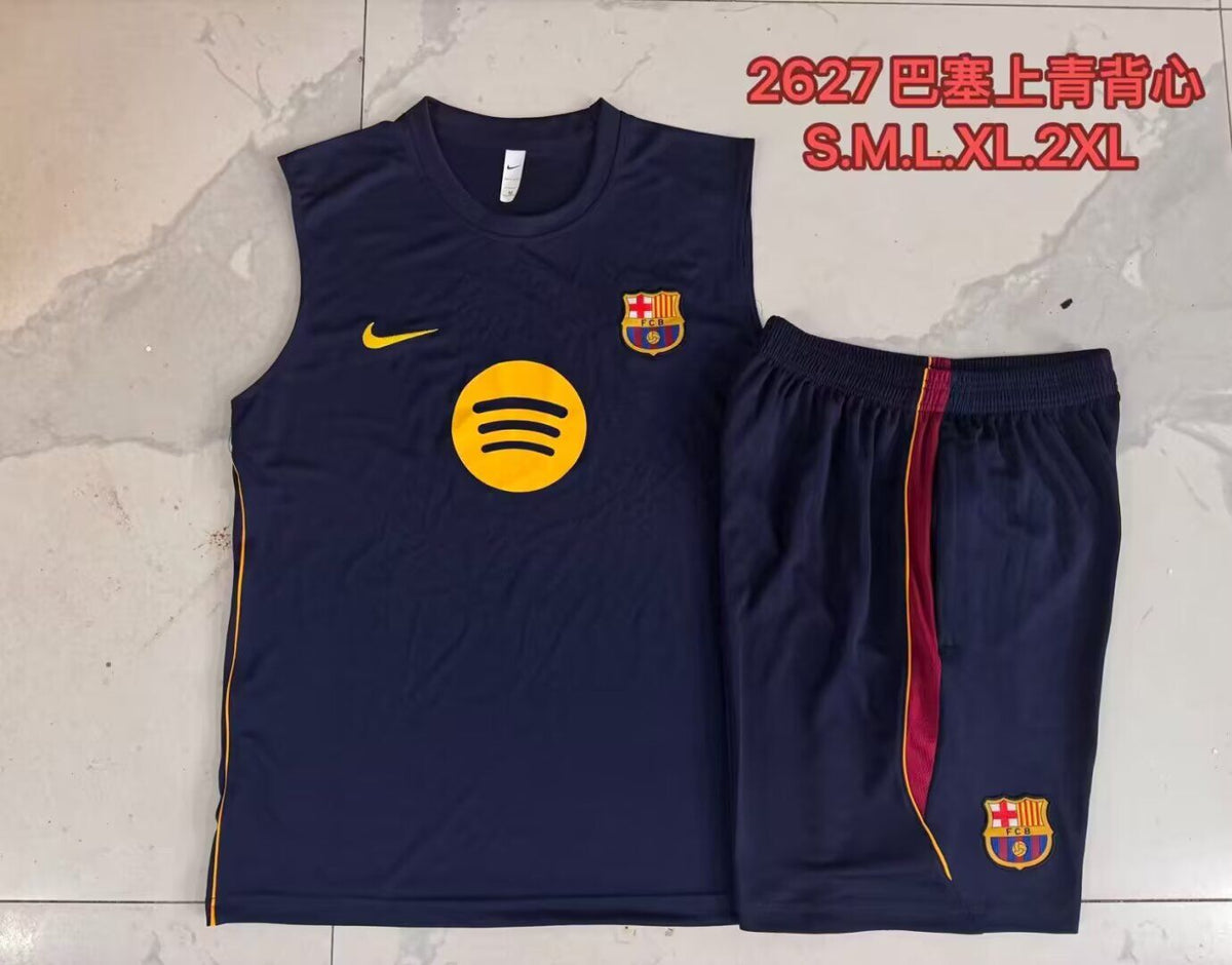 Conjunto sin mangas de entrenamiento Barcelona 26-27 azul oscuro (tallas S-XXL) by Cafutshopp