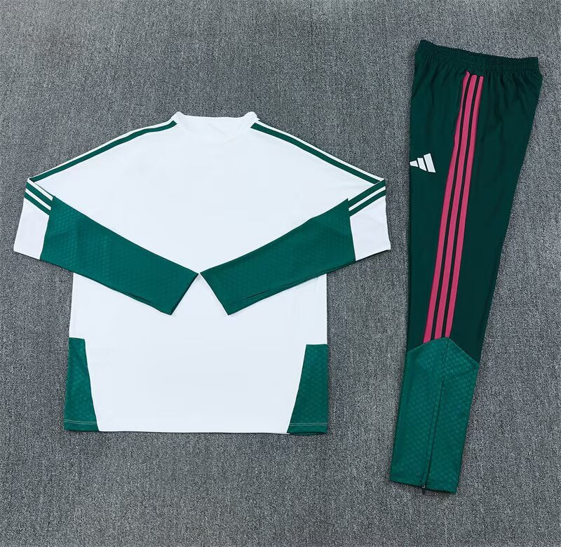 Chandal de entrenamiento Real Madrid 26-27 blanco con verde rosa (tallas adultos y niños)