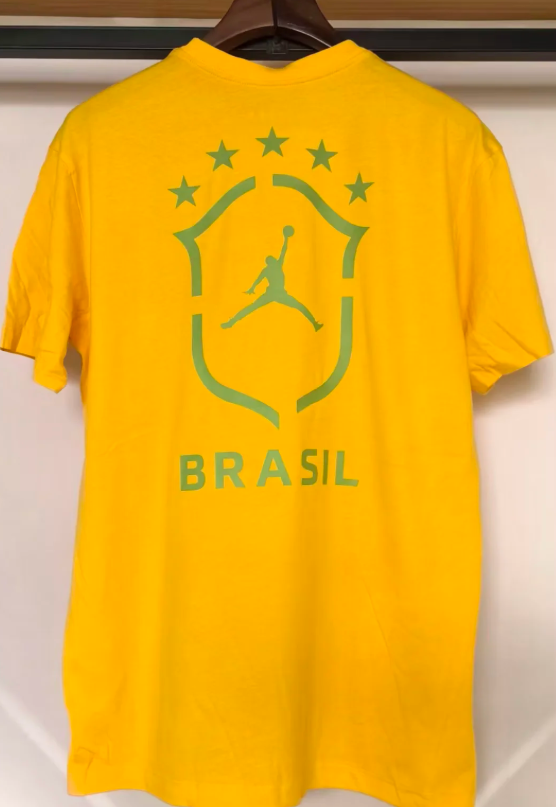 Camiseta Brasil 2026 de algodón amarilla (solo talllas S-XXL)