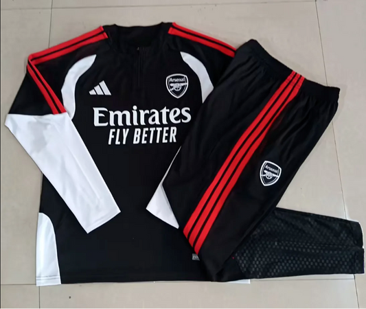 Chandal de entrenamiento Arsenal 25/26 negro con blanco (tallas adultos y niños)