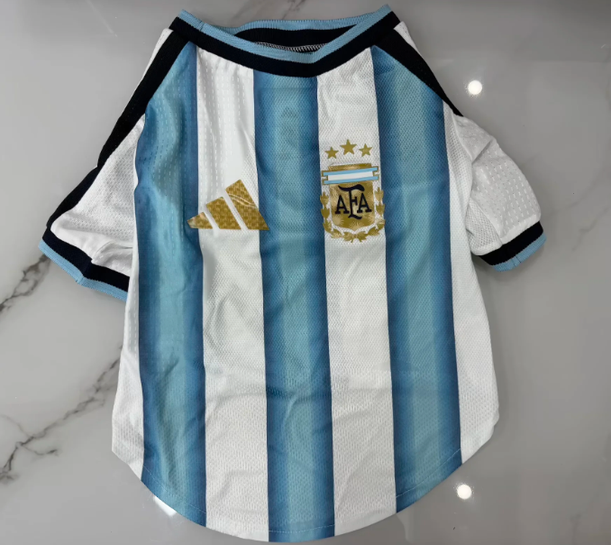 Camiseta perro mascota Argentina Mundial 2026 Local (tallas XS-XL)