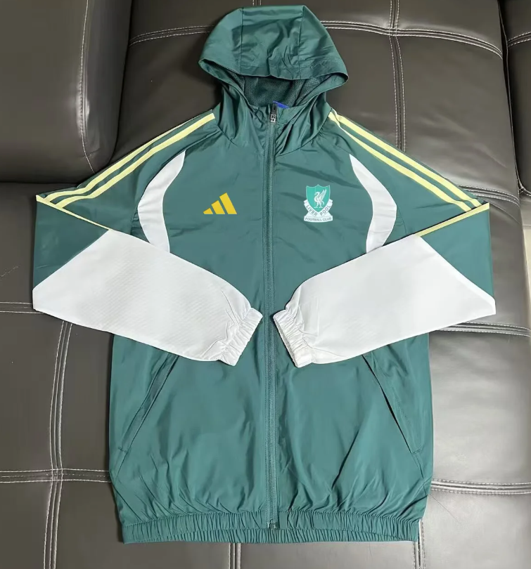 Chaqueta cortavientos Liverpool verde con blanco (solo tallas S-XXL)