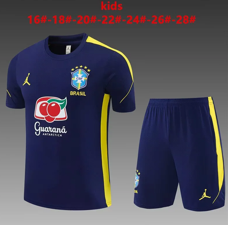 Conjunto de entrenamiento Brasil 2026 azul oscuro (tallas adultos y niños)