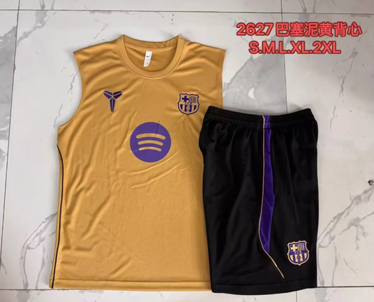 Conjunto sin mangas de entrenamiento Barcelona 26-27 amarillo (tallas S-2XL)
