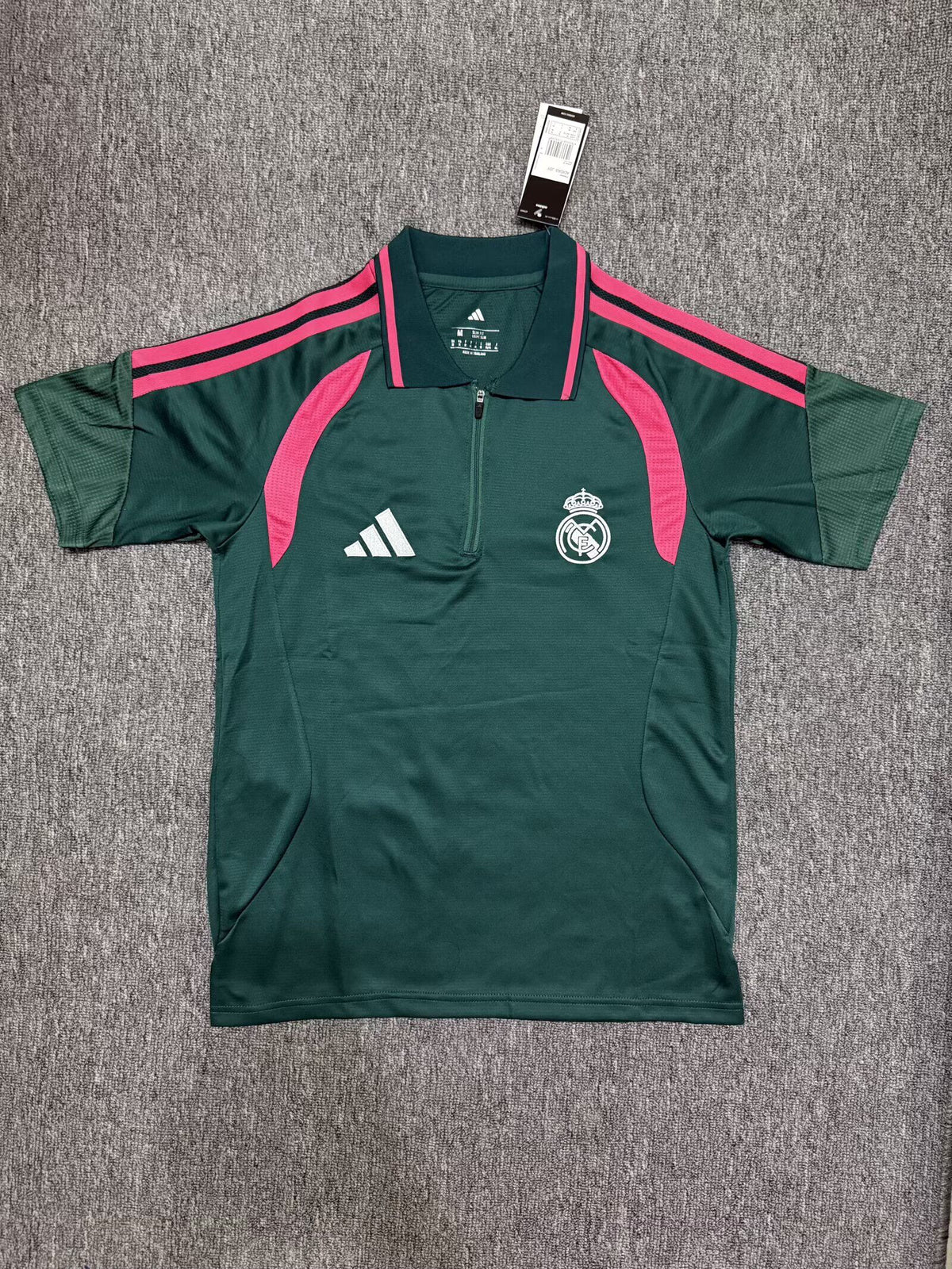 Polo Madrid 26-27 verde con rosa (tallas S-3XL)