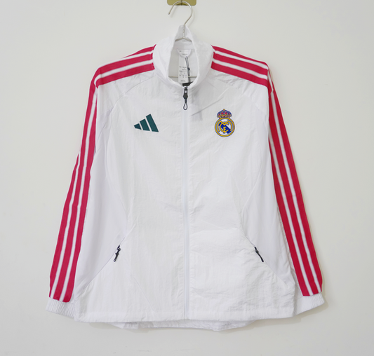 Chaqueta cortavientos Real madrid 26-27 blanco con rosa (tallas S-XXL)