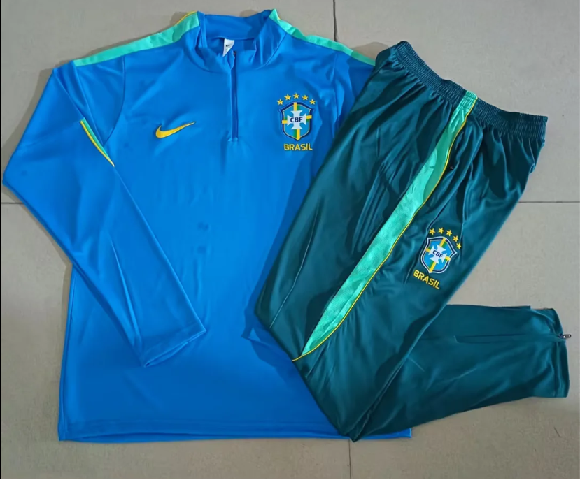 Chandal de entrenamiento Brasil 2026 azul y verde (tallas adultos y niños)