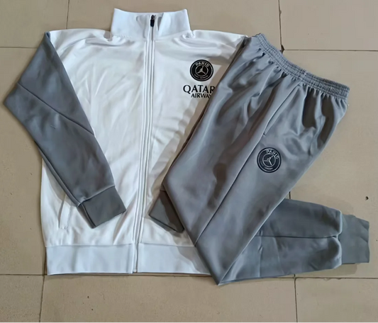 Chandal Paris PSG blanco con detalles grises 26/27 (tallas adultos y niños)