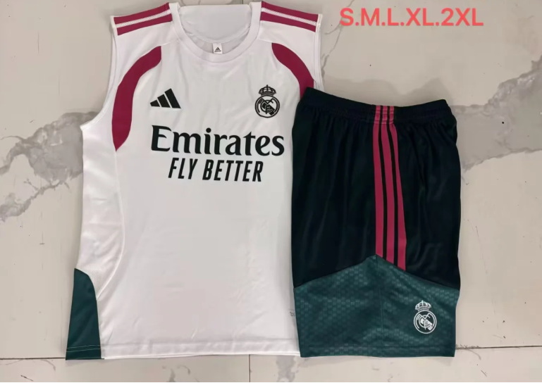 Conjunto de entrenamiento sin mangas Real Madrid 26/27 blanco (tallas S-XXL)