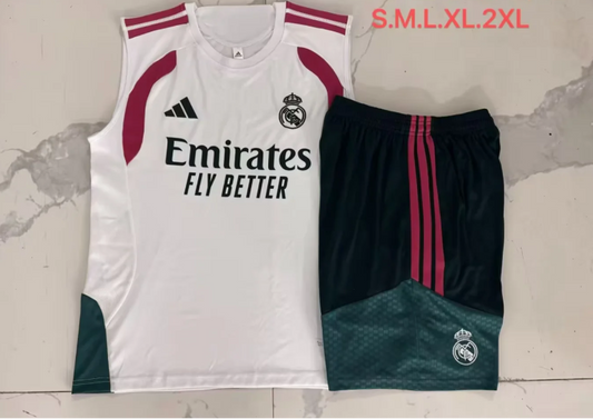 Conjunto de entrenamiento sin mangas Real Madrid 26/27 blanco (tallas S-XXL)