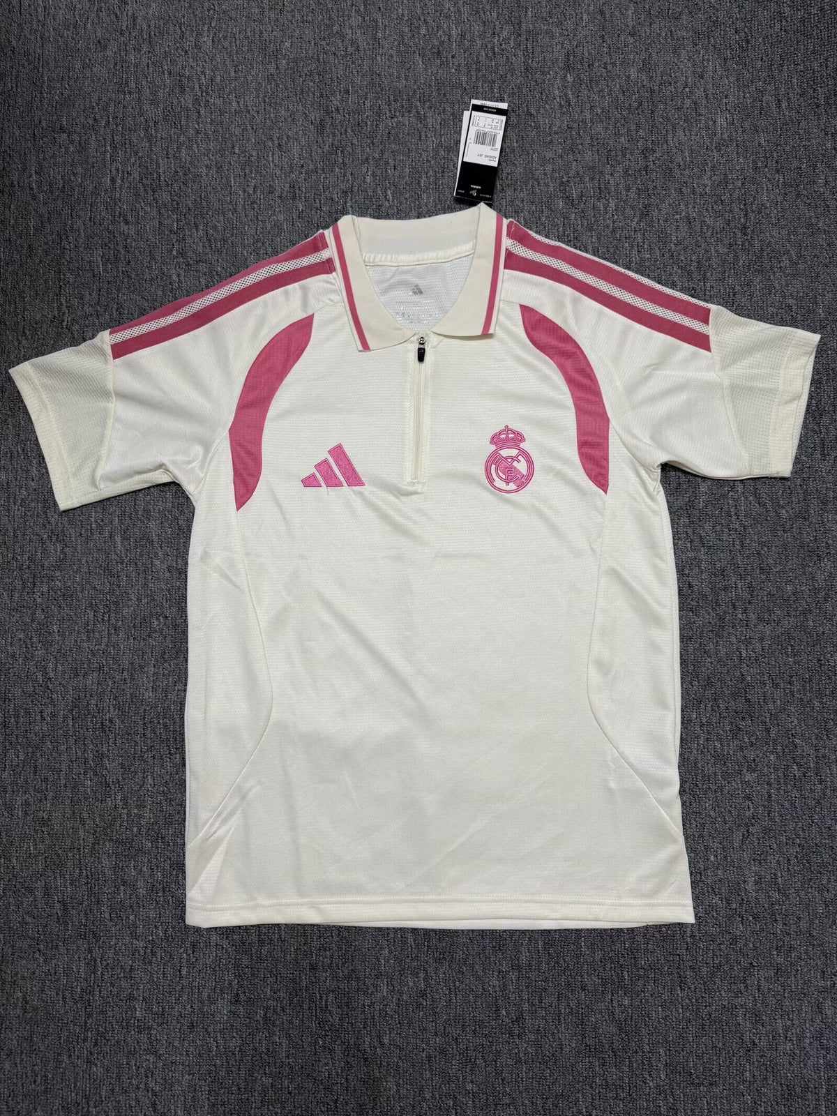Polo Madrid 26-27 blanco con rosa (tallas S-3XL)