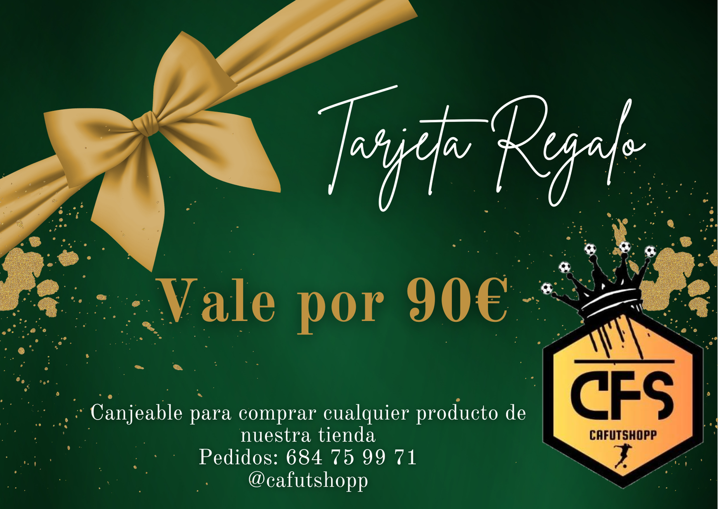 TARJETAS REGALO CANJEABLES EN CAFUTSHOPP