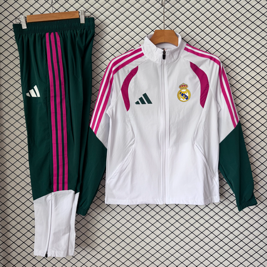 Chandal cortavientos blanco con verde y rosa Real Madrid 26-27 (tallas S-XXL)