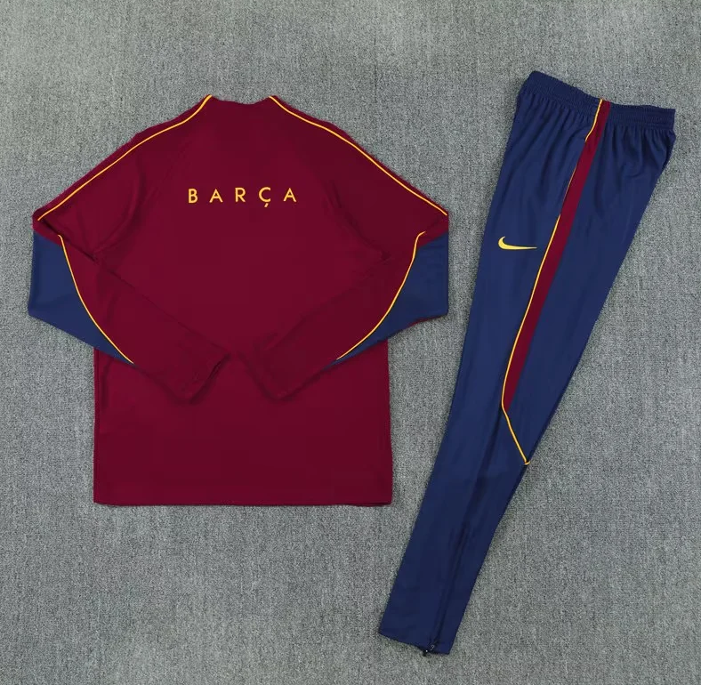 Chandal de entrenamiento Barcelona 26/27 rojo oscuro con azul oscuro (tallas adultos y niños)
