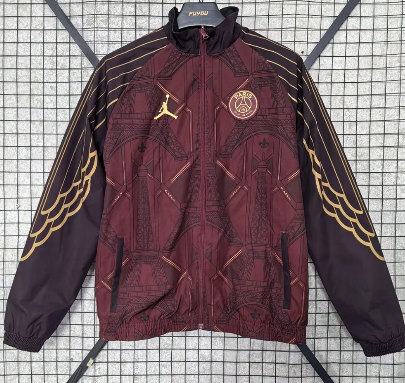 Chaqueta cortavientos reversibles Paris PSG 25/26 rojo negro (tallas S-XXL)