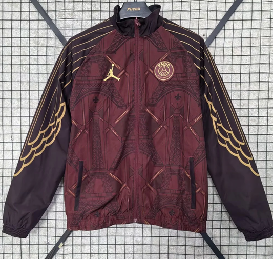 Chaqueta cortavientos reversibles Paris PSG 25/26 rojo negro (tallas S-XXL)