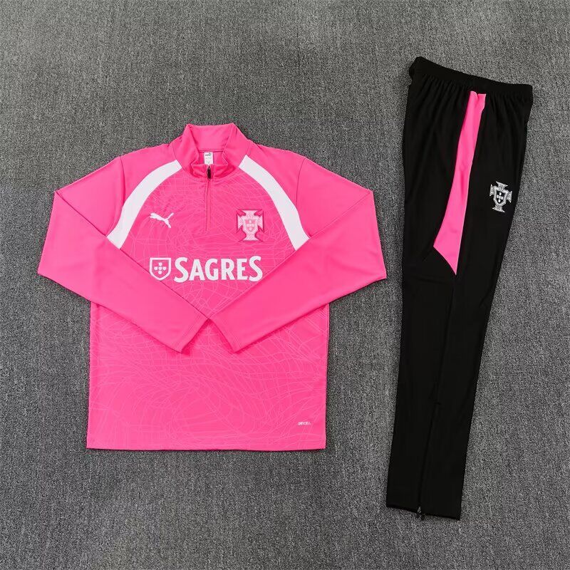 Chandal de entrenamiento Portugal 2026 rosa blanco (tallas adultos y niños)