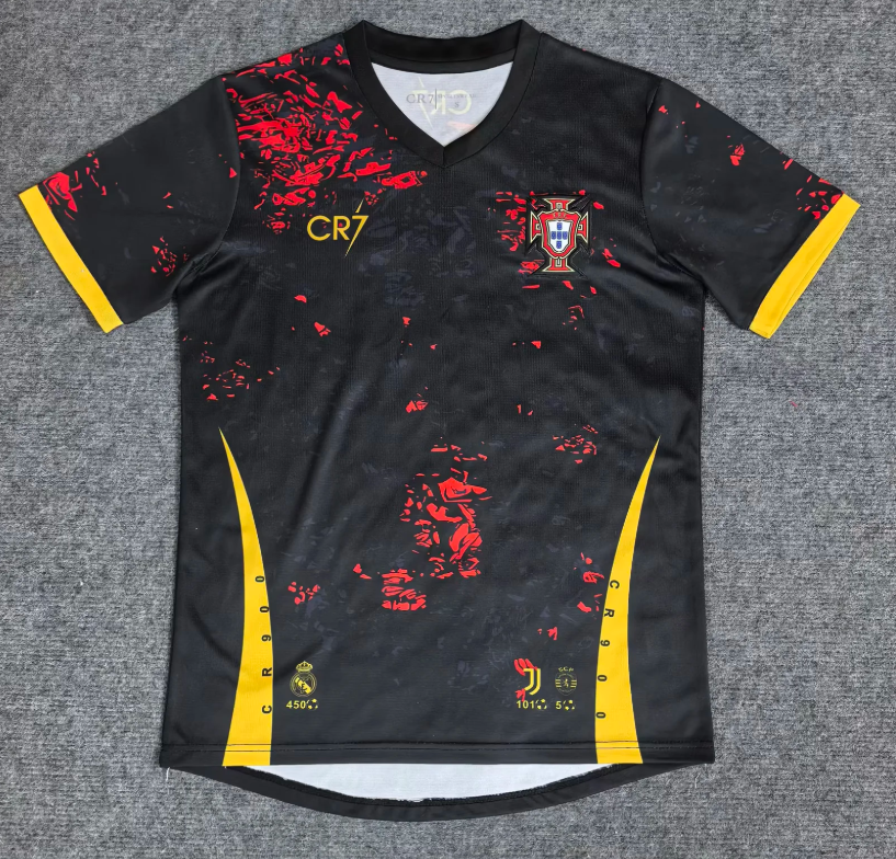 Camiseta Portugal 2026 negro CR7 versión (tallas S-4XL)