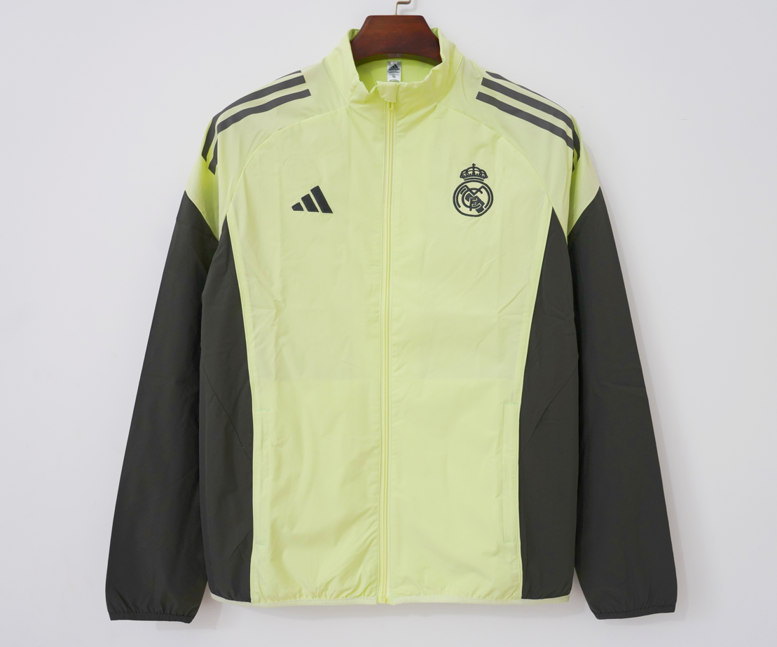 Chaqueta cortavientos Real Madrid verde con gris oscuro (tallas S-3XL)