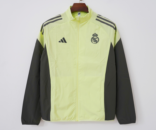 Chaqueta cortavientos Real Madrid verde con gris oscuro (tallas S-3XL)