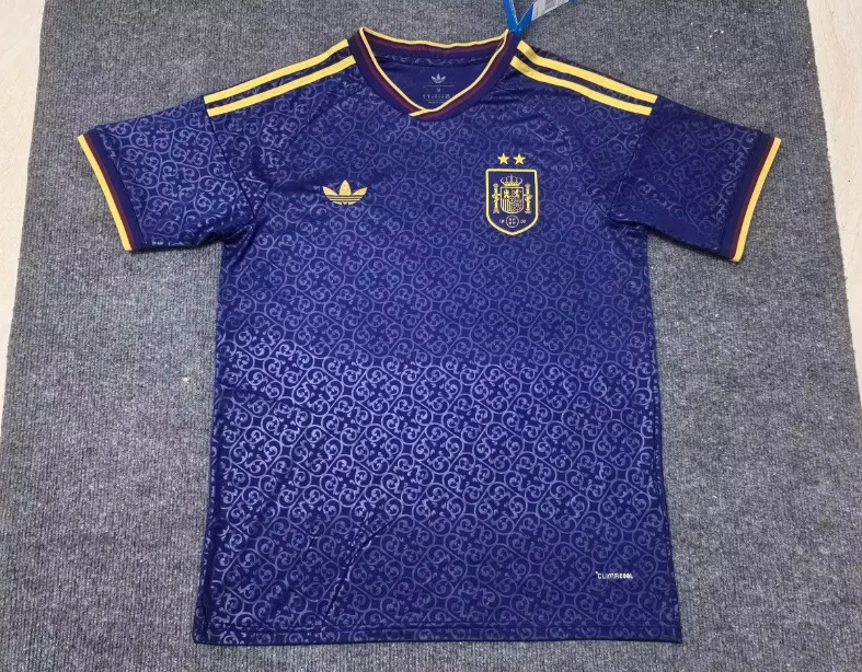 Camiseta España dos estrellas Mundial 2026 azul (solo versión fans) (tallas S-4XL)